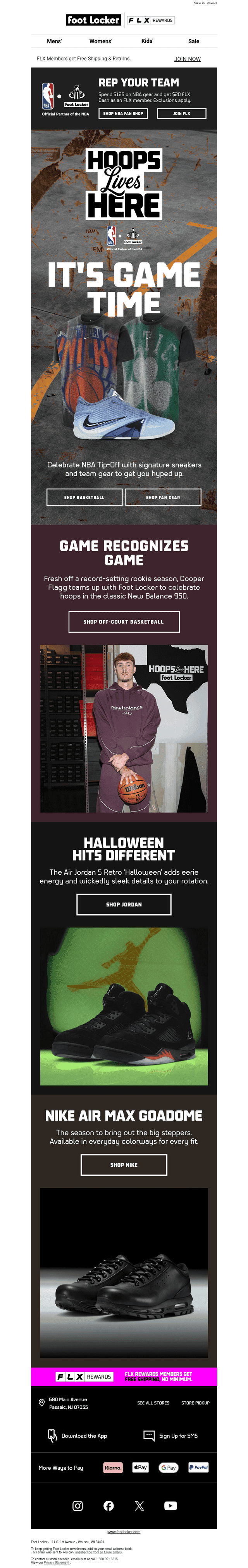 Foot Locker email from Tue, Oct 20, 2026