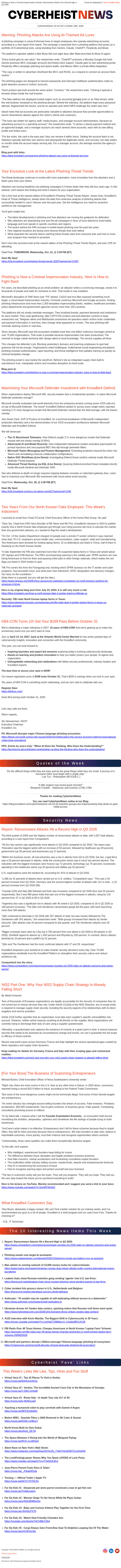KnowBe4 email from Tue, Oct 20, 2026