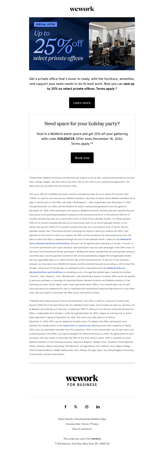 WeWork email from Tue, Oct 20, 2026