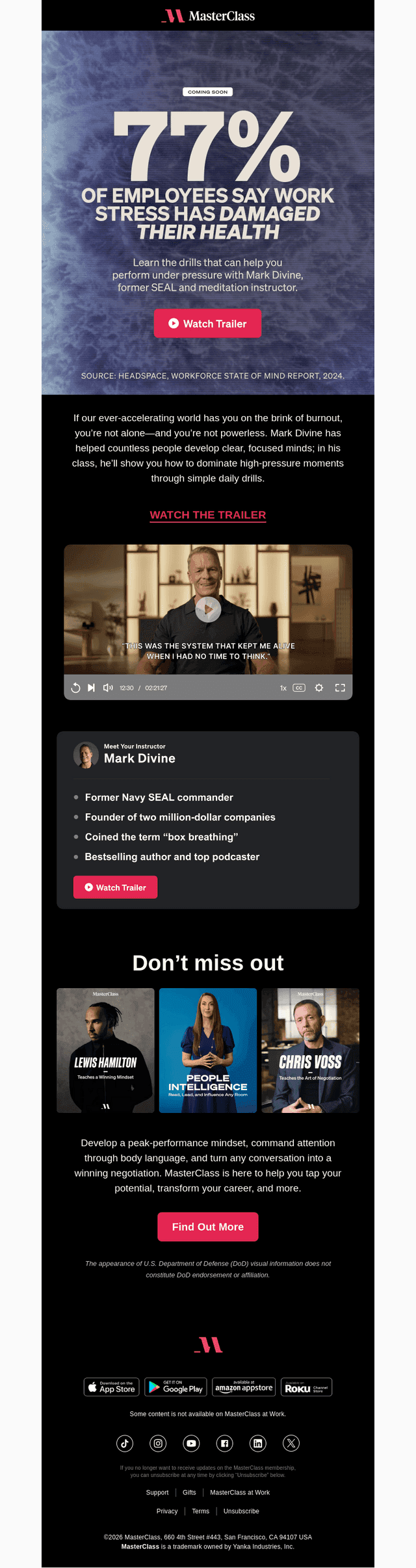 MasterClass email from Tue, Oct 20, 2026