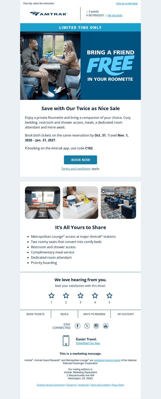 Amtrak email from Tue, Oct 20, 2026