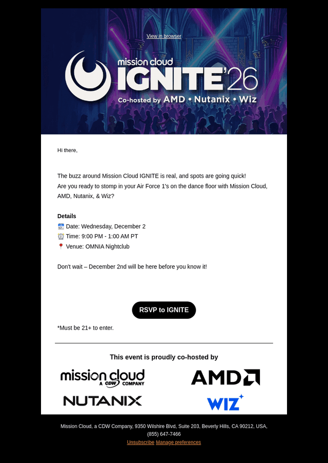 Mission Cloud Services email from Tue, Oct 20, 2026