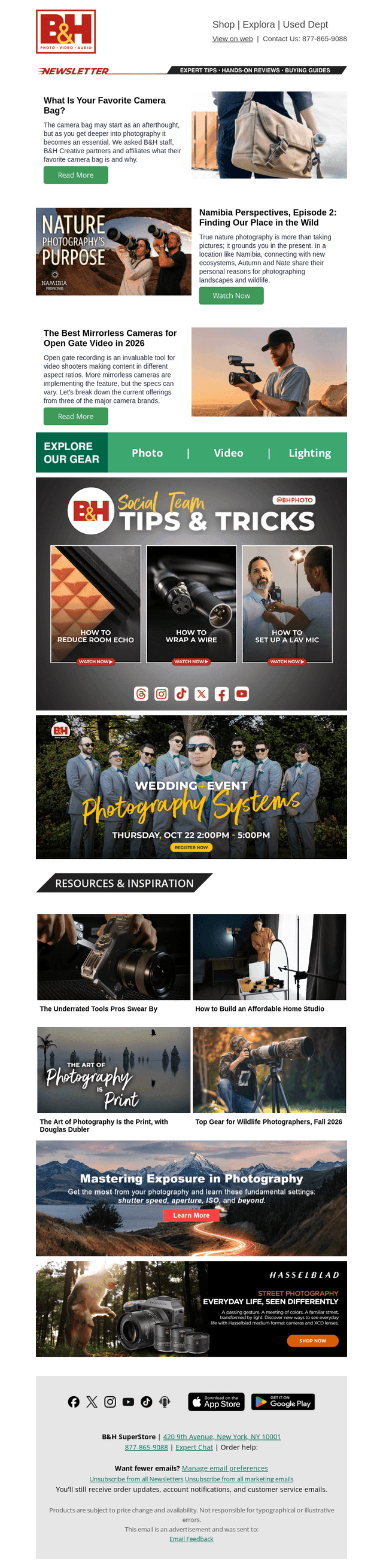 B&H Photo Video email from Tue, Oct 20, 2026