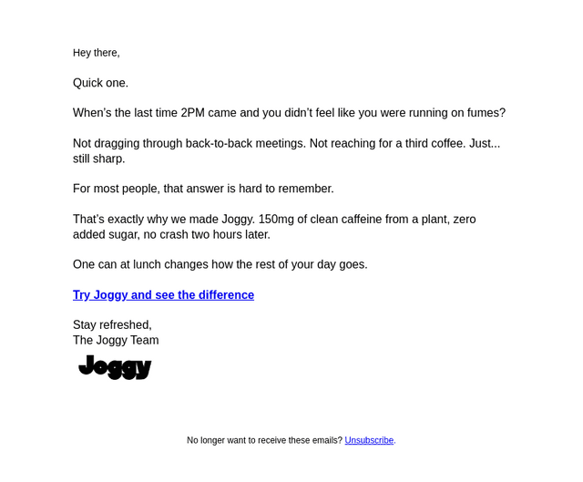 Joggy email from Tue, Oct 20, 2026