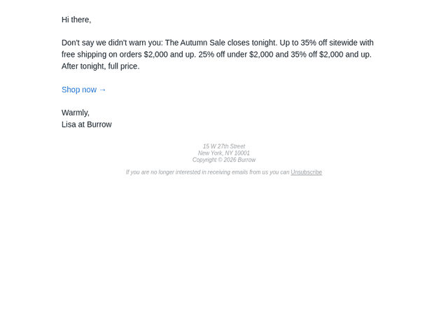 Burrow email from Tue, Oct 20, 2026