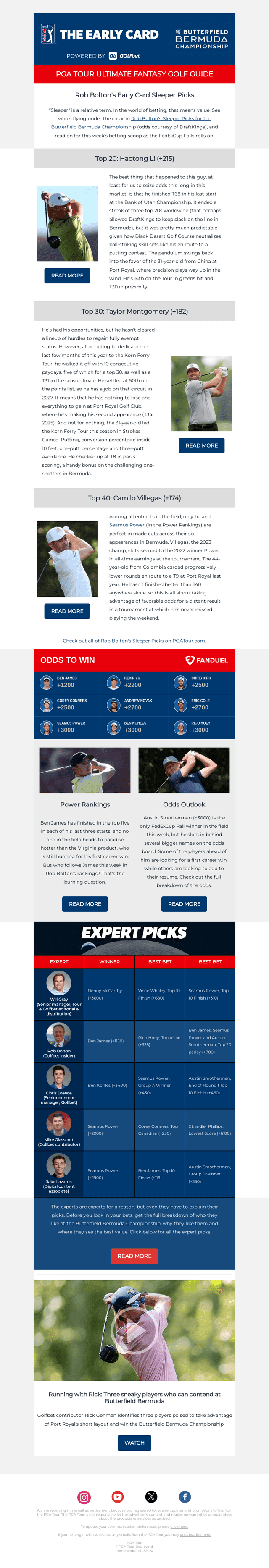 PGA TOUR email from Tue, Oct 20, 2026