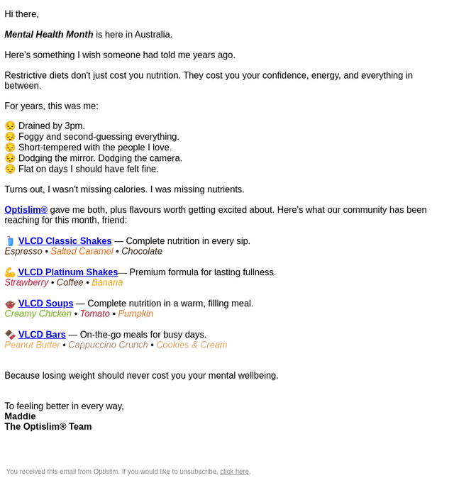 Optislim email from Tue, Oct 20, 2026