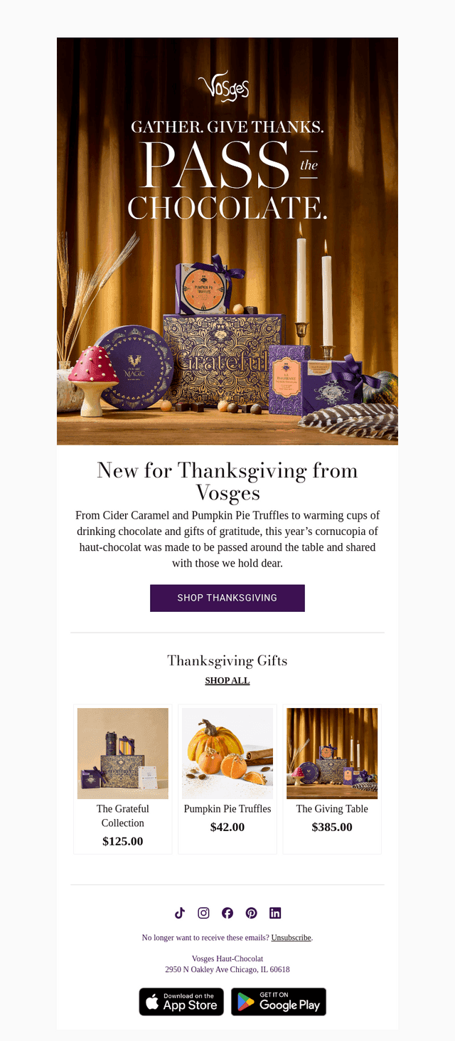 Vosges Haut-Chocolat email from Wed, Oct 21, 2026
