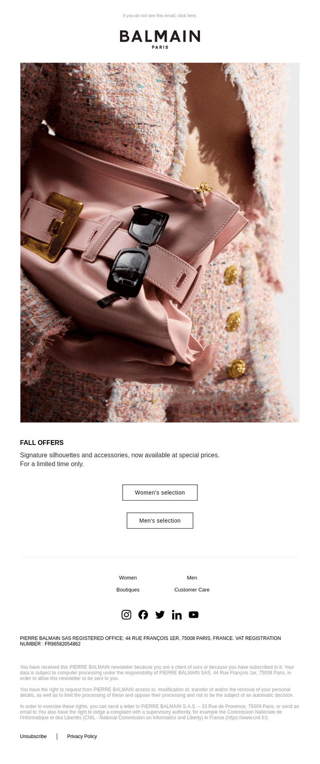 Balmain Paris email from Wed, Oct 21, 2026