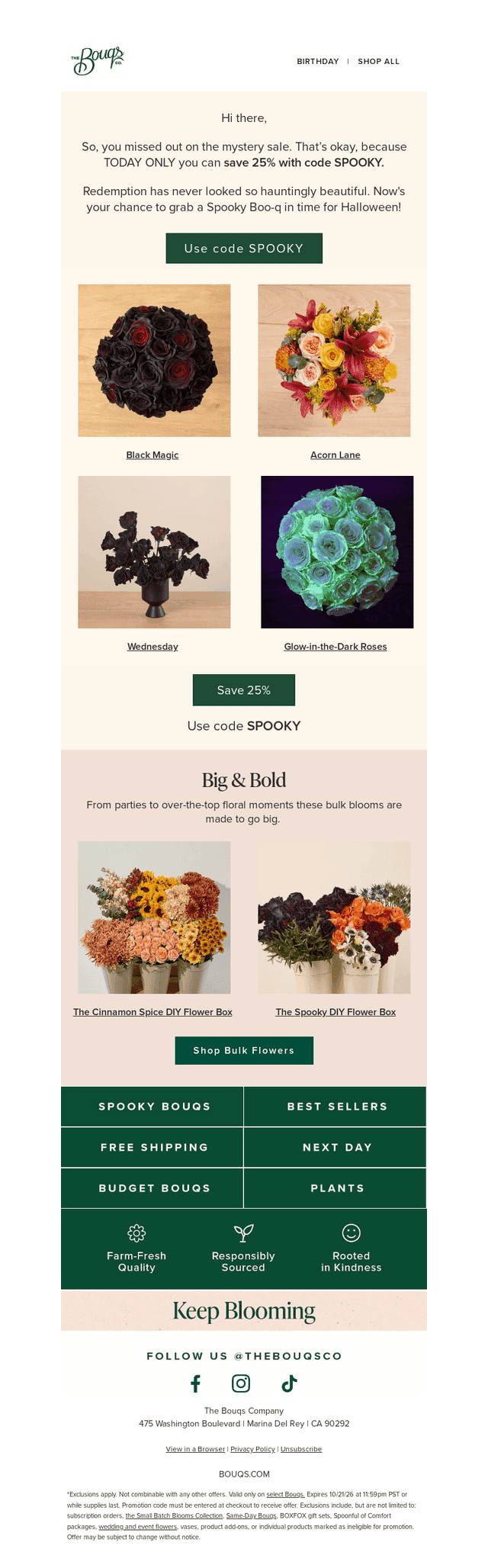 The Bouqs Co. email from Wed, Oct 21, 2026