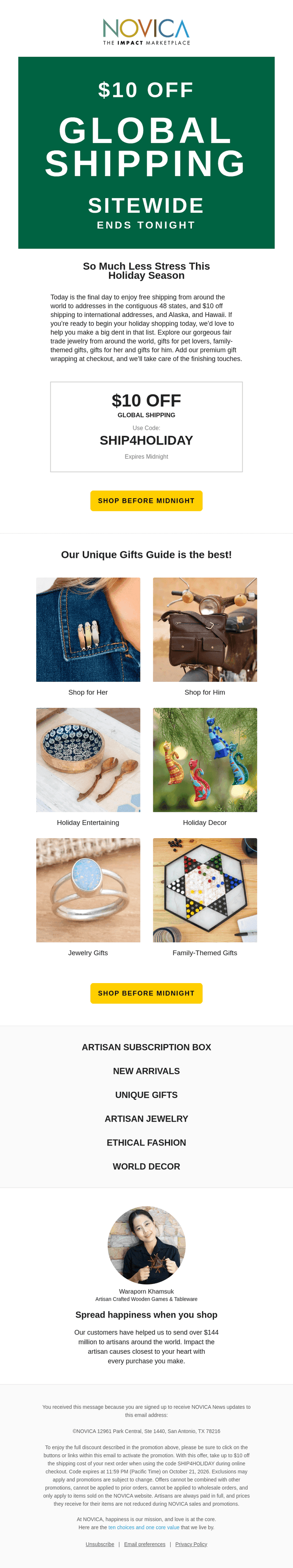 NOVICA email from Wed, Oct 21, 2026