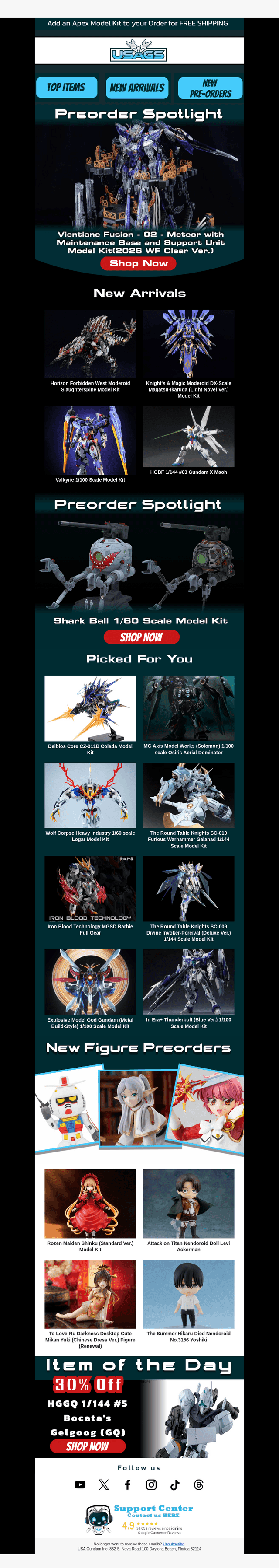 USA Gundam Store email from Wed, Oct 21, 2026