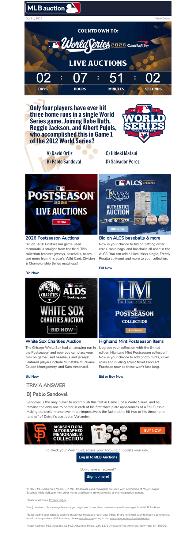 MLB email from Wed, Oct 21, 2026
