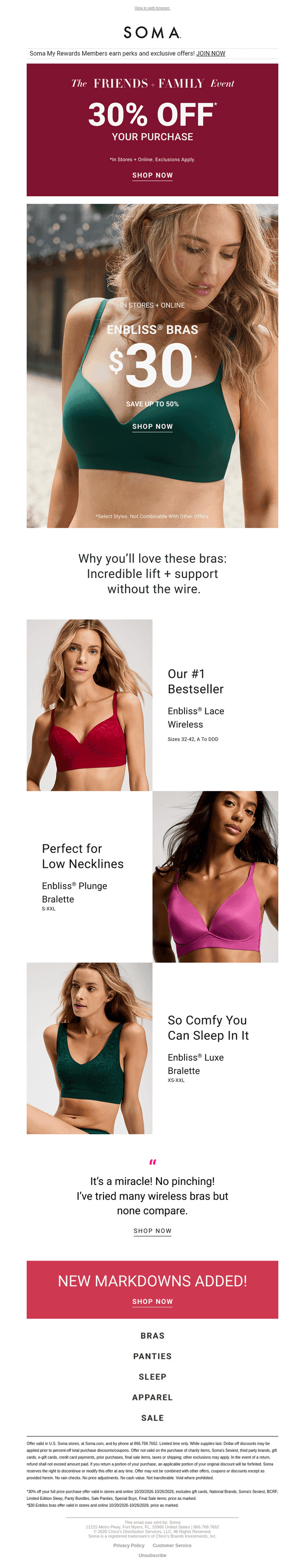 30% OFF + $30 Enbliss Bras! 😍