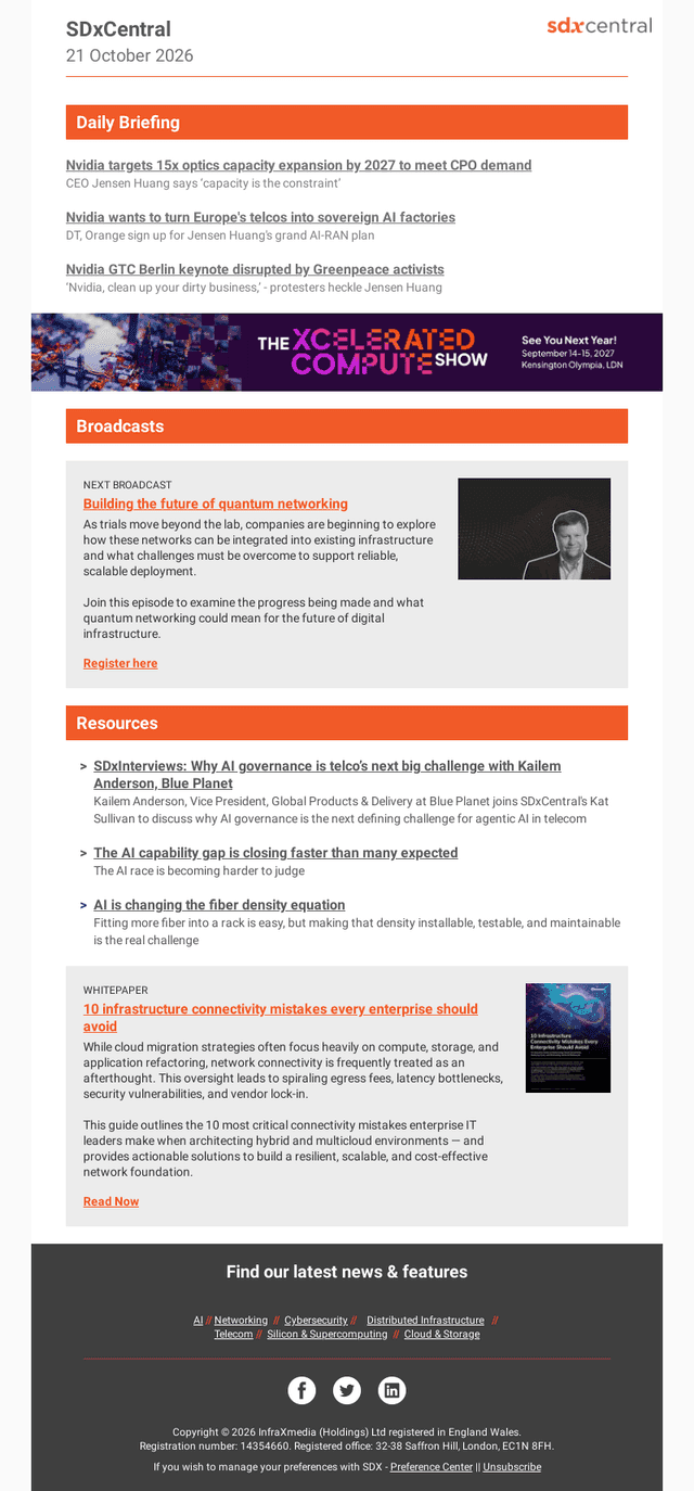SDxCentral email from Wed, Oct 21, 2026