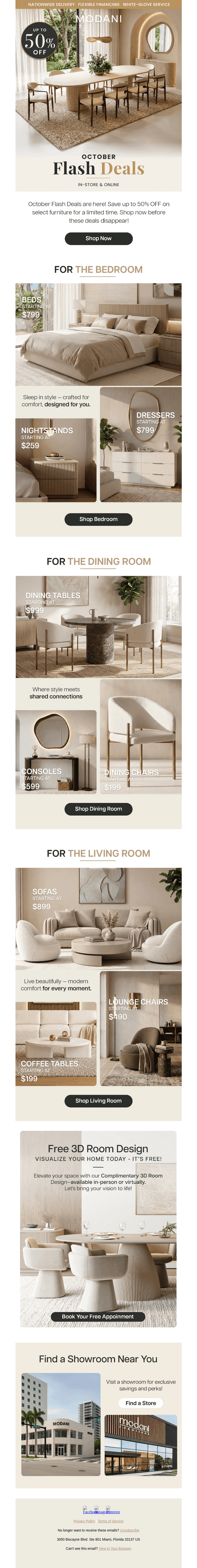 Modani Furniture email from Wed, Oct 21, 2026