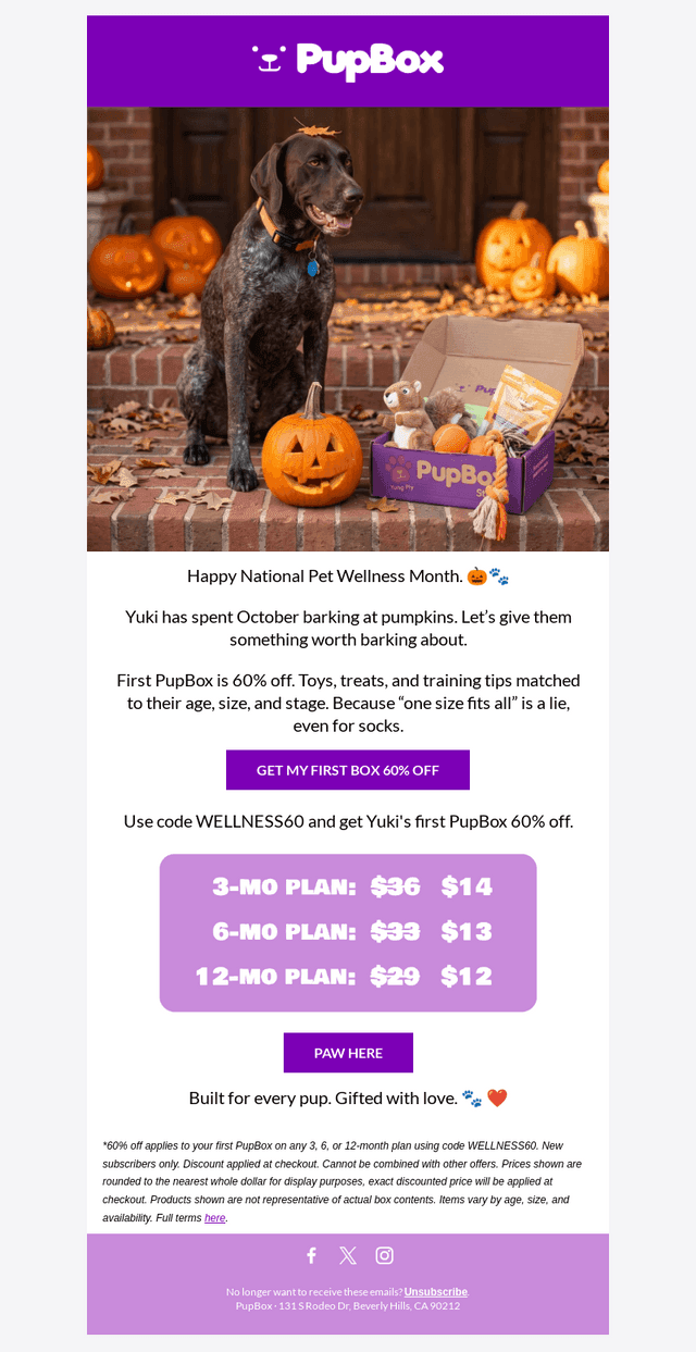 PupBox email from Wed, Oct 21, 2026