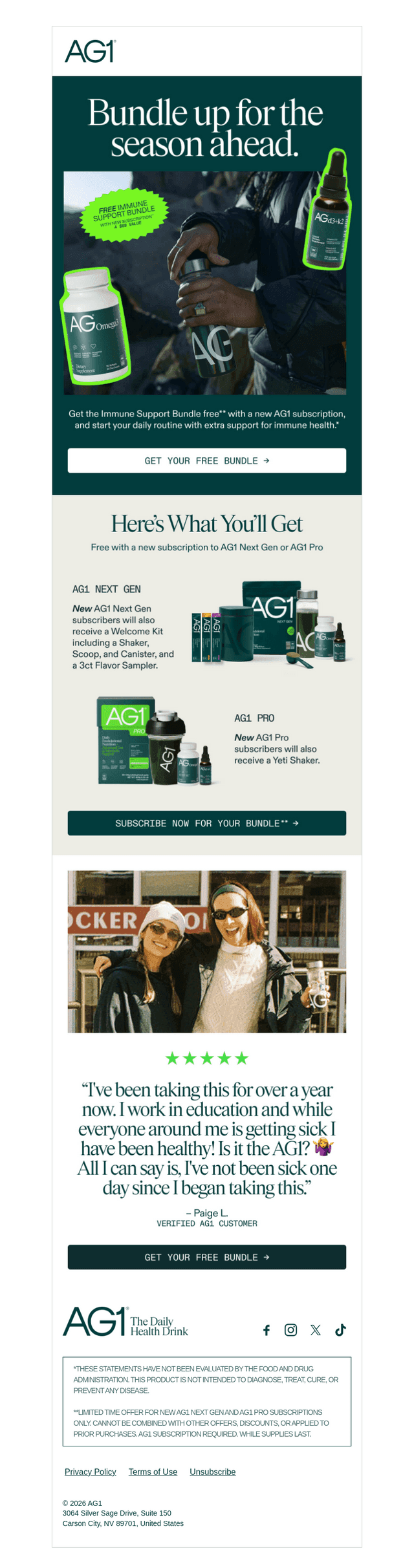 Athletic Greens email from Wed, Oct 21, 2026