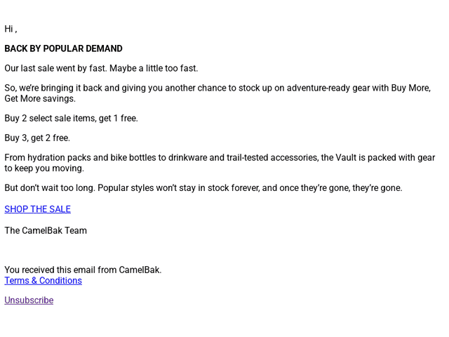 CamelBak email from Wed, Oct 21, 2026
