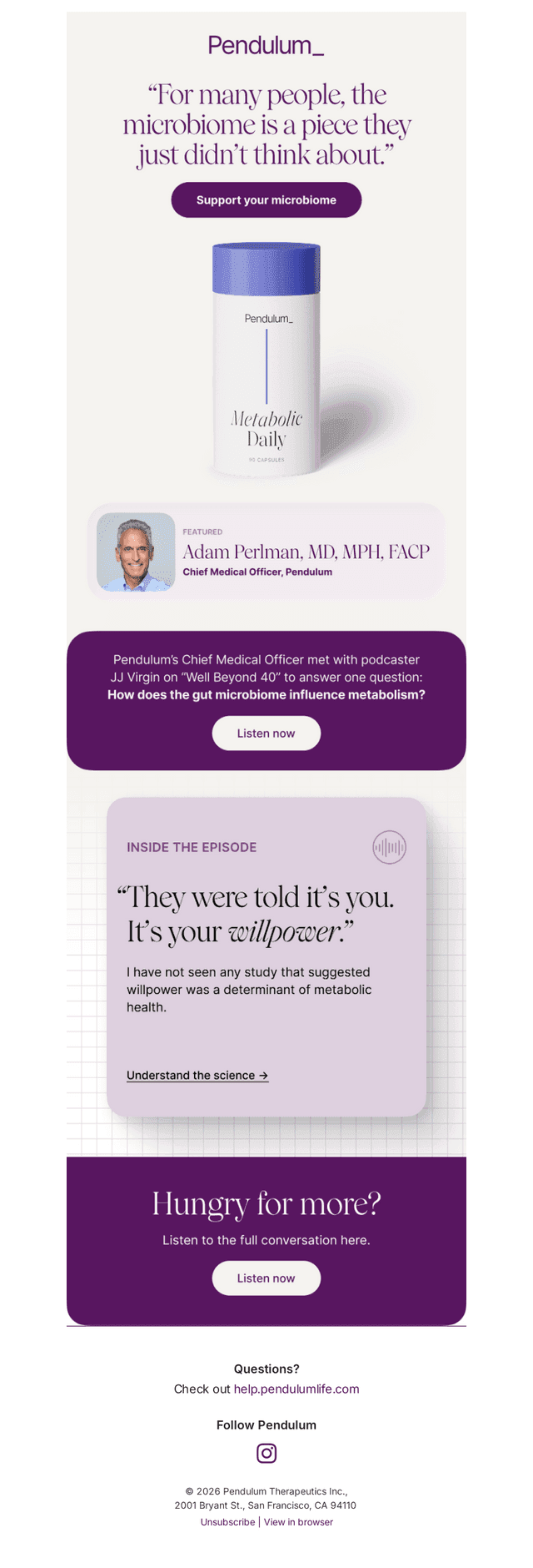 Pendulum Therapeutics email from Thu, Oct 22, 2026