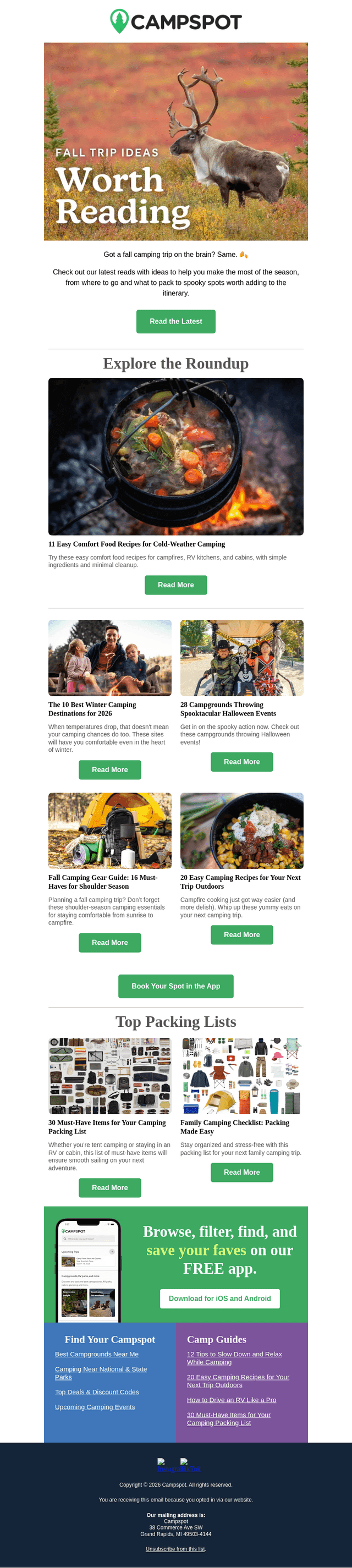 Campspot email from Thu, Oct 22, 2026