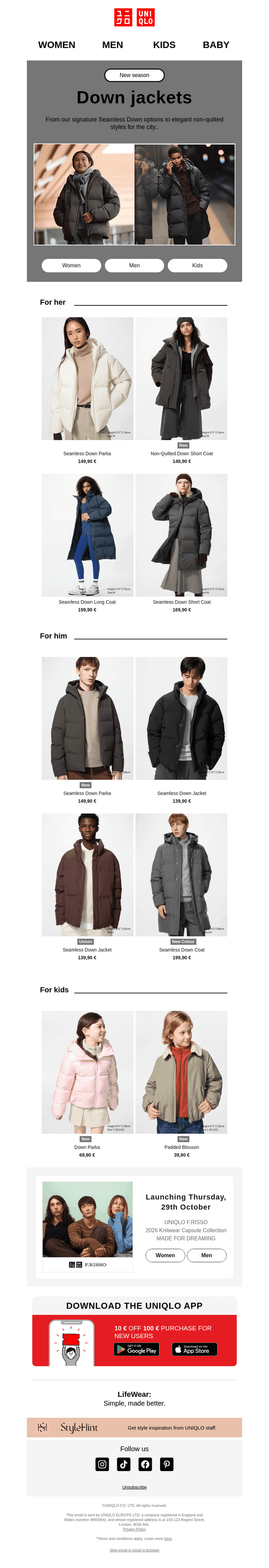 UNIQLO email from Thu, Oct 22, 2026