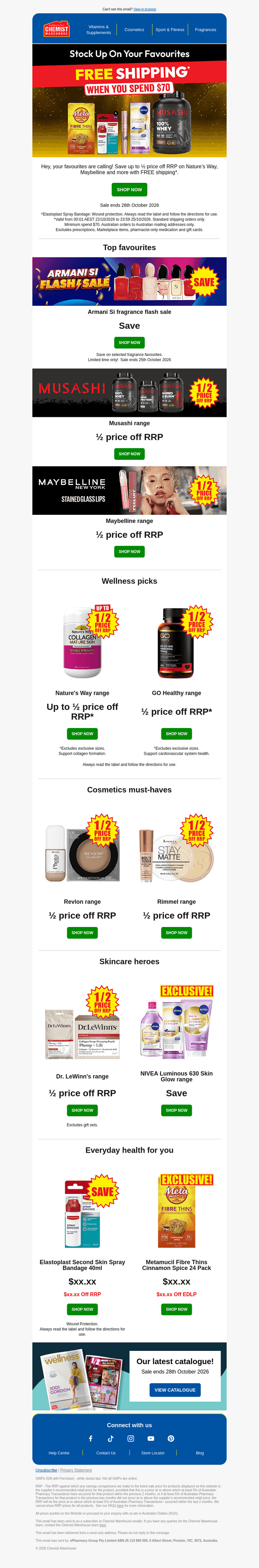 Chemist Warehouse email from Thu, Oct 22, 2026