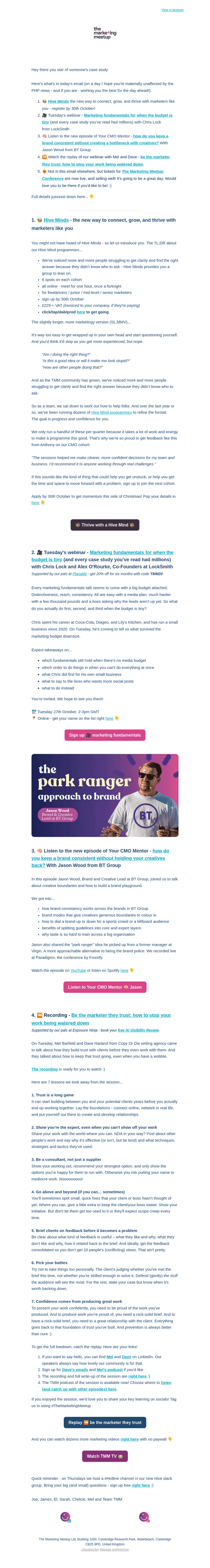 The Marketing Meetup email from Thu, Oct 22, 2026