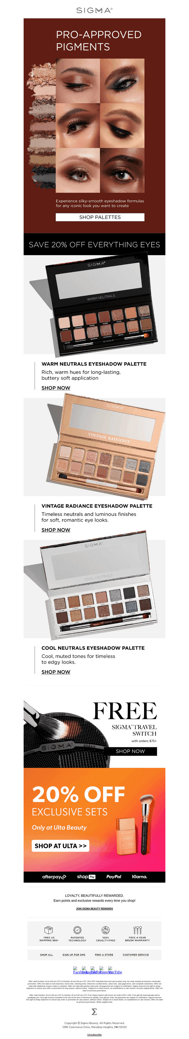 Sigma Beauty email from Thu, Oct 22, 2026