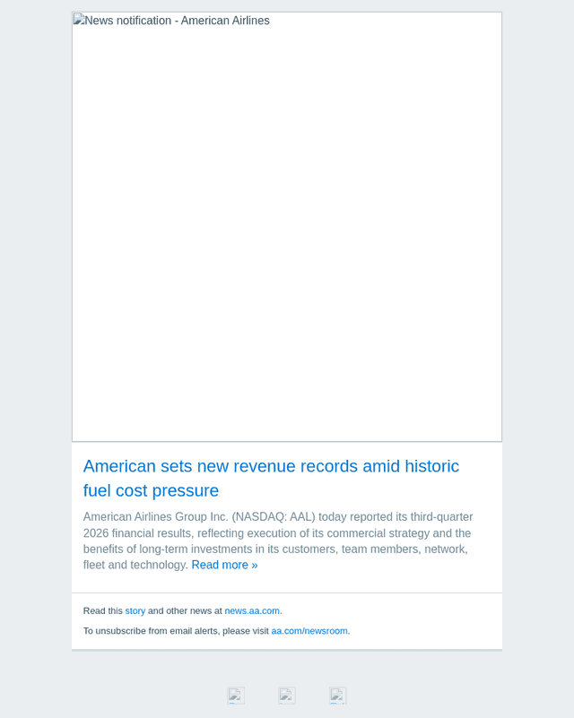 American Airlines email from Thu, Oct 22, 2026