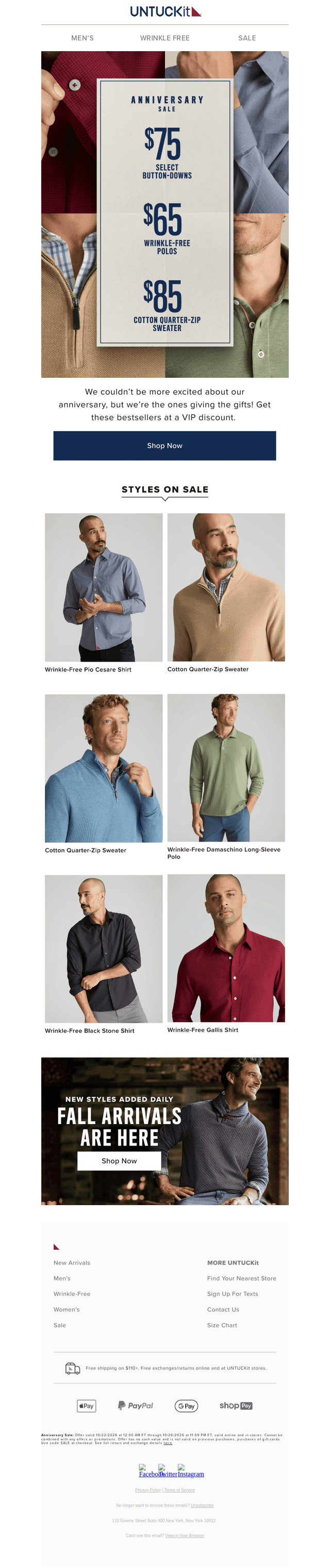 UNTUCKit email from Thu, Oct 22, 2026