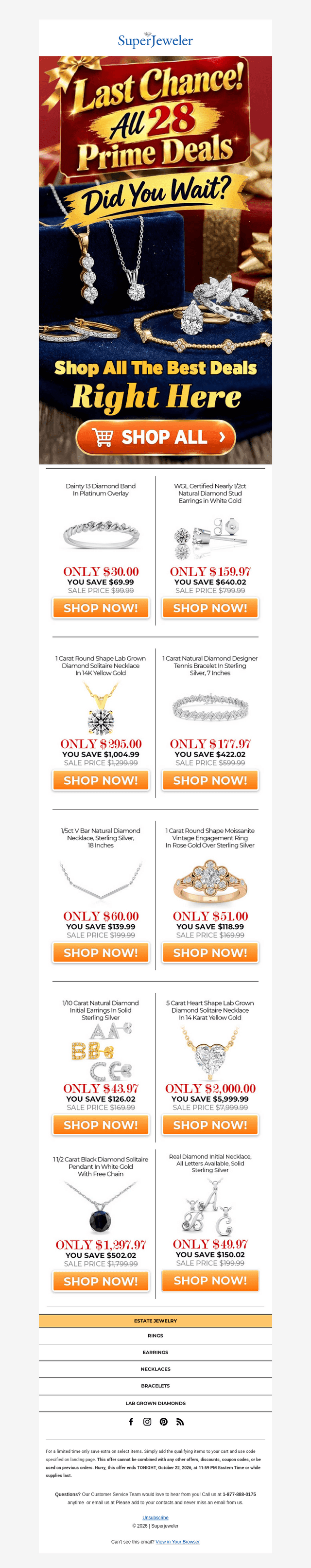 SuperJeweler email from Thu, Oct 22, 2026