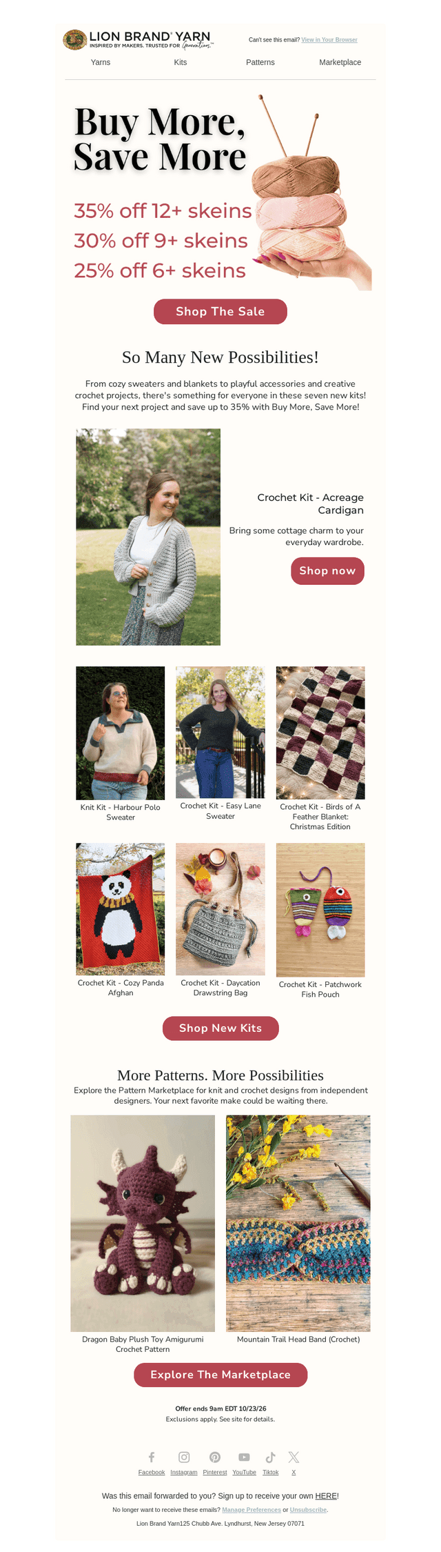 Lion Brand Yarn email from Thu, Oct 22, 2026