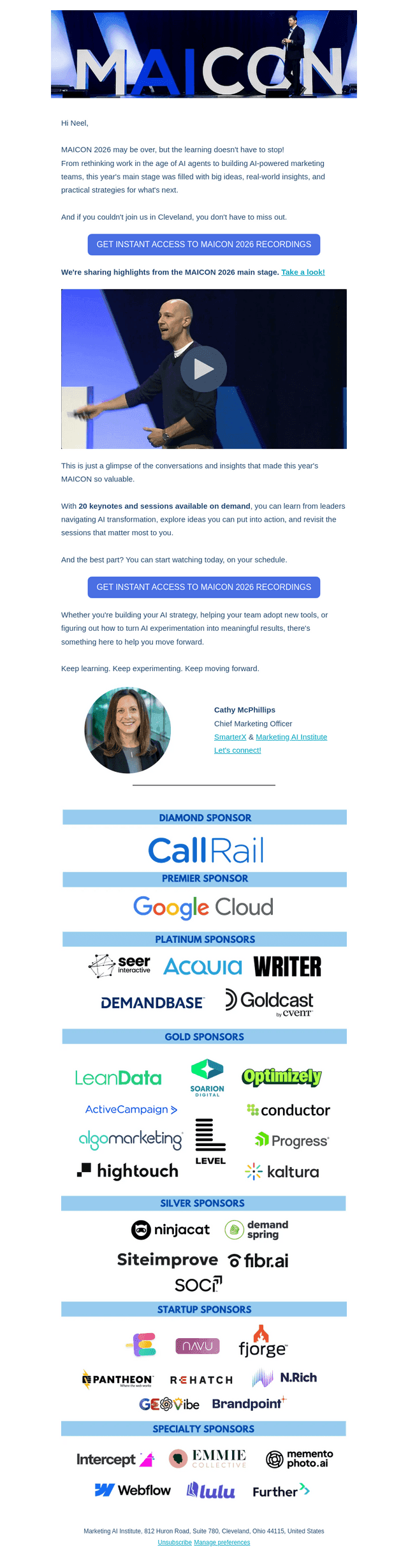Marketing Artificial Intelligence Institute email from Thu, Oct 22, 2026