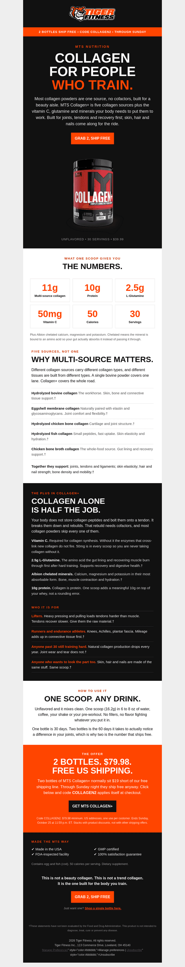 Tiger Fitness email from Thu, Oct 22, 2026