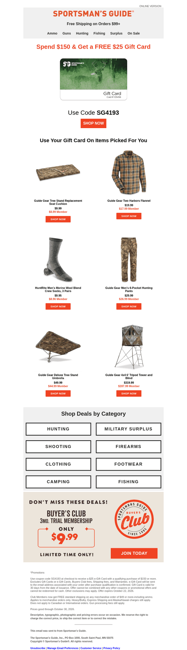 Sportsman's Guide email from Thu, Oct 22, 2026