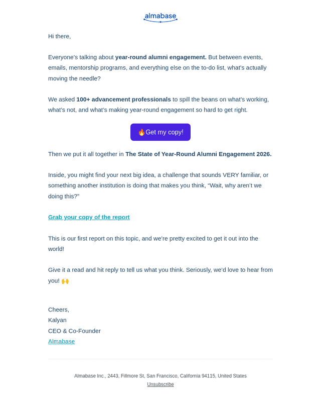 Almabase email from Thu, Oct 22, 2026