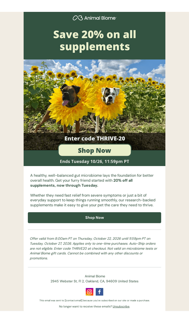 AnimalBiome.com email from Thu, Oct 22, 2026