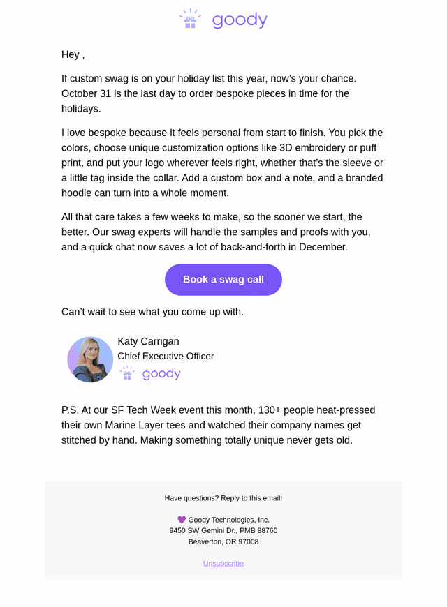 Goody email from Thu, Oct 22, 2026