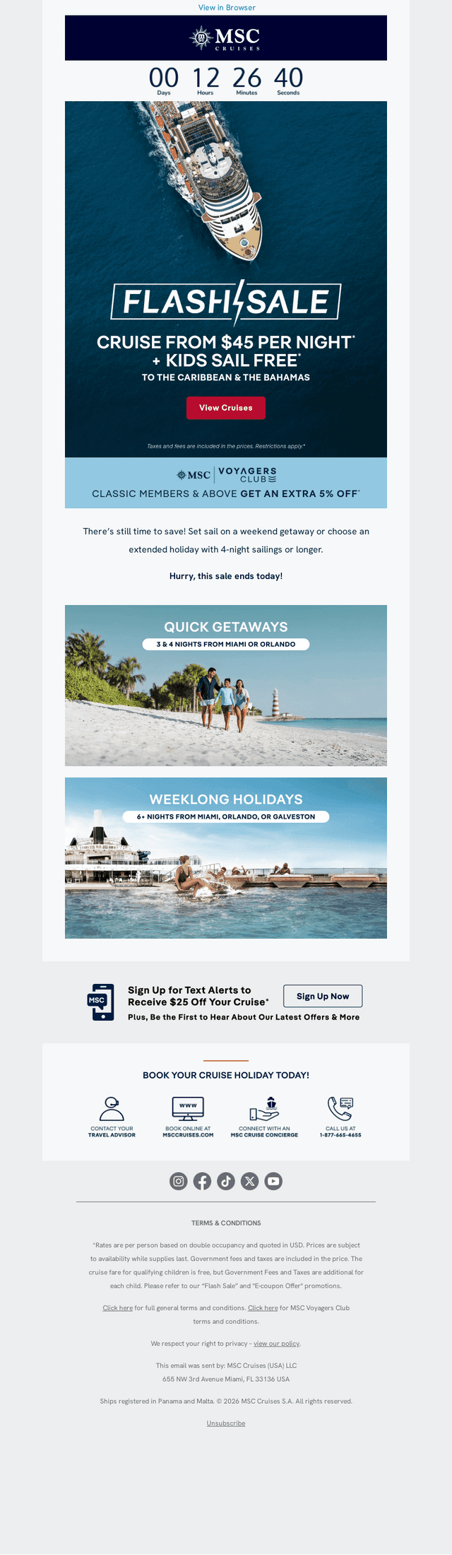 MSC Cruises email from Thu, Oct 22, 2026