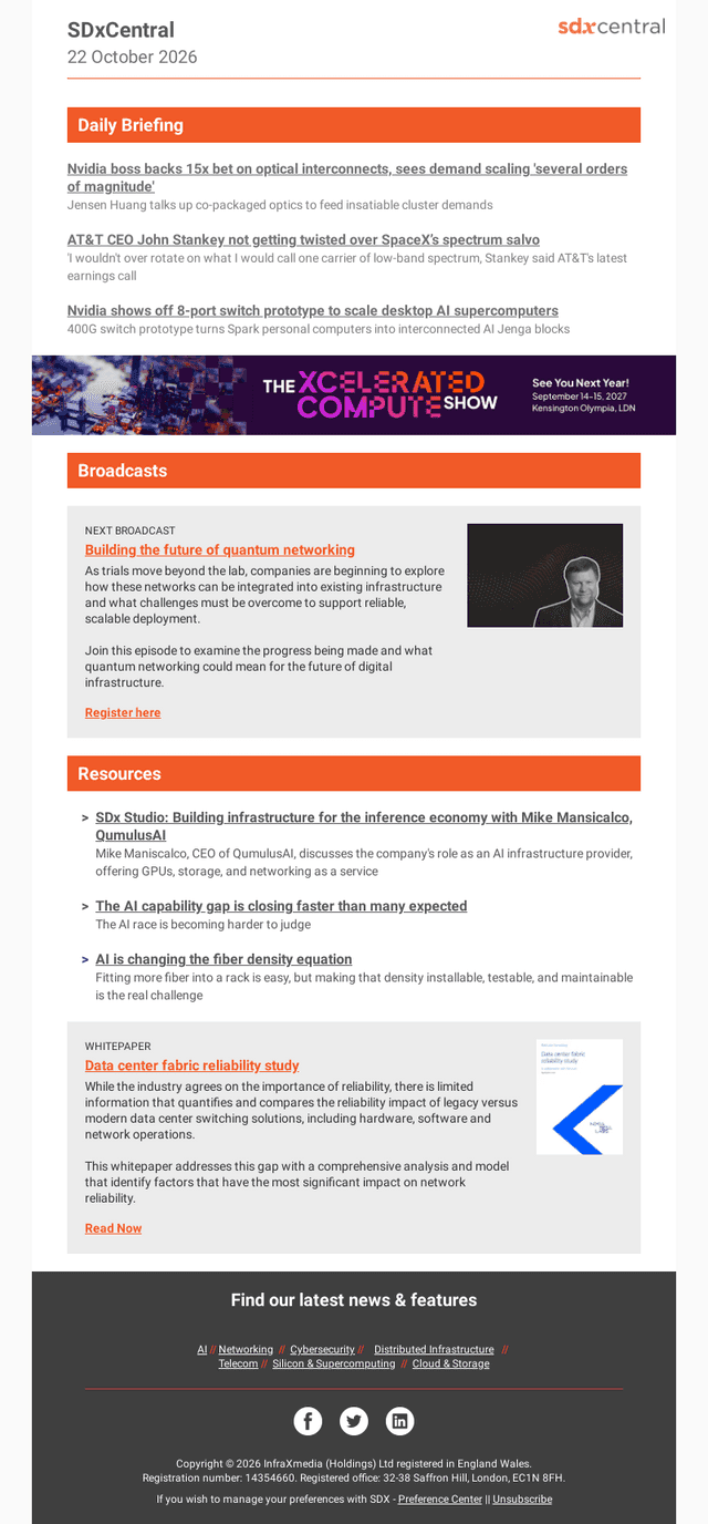 SDxCentral email from Thu, Oct 22, 2026