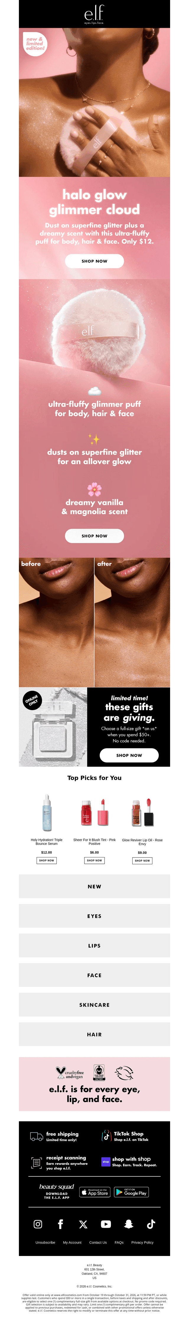 e.l.f. Cosmetics email from Thu, Oct 22, 2026