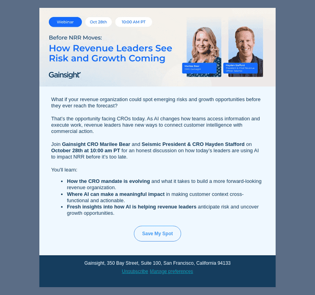 Gainsight email from Thu, Oct 22, 2026
