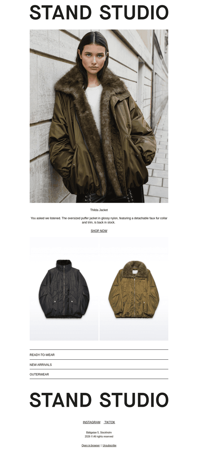STAND STUDIO email from Thu, Oct 22, 2026