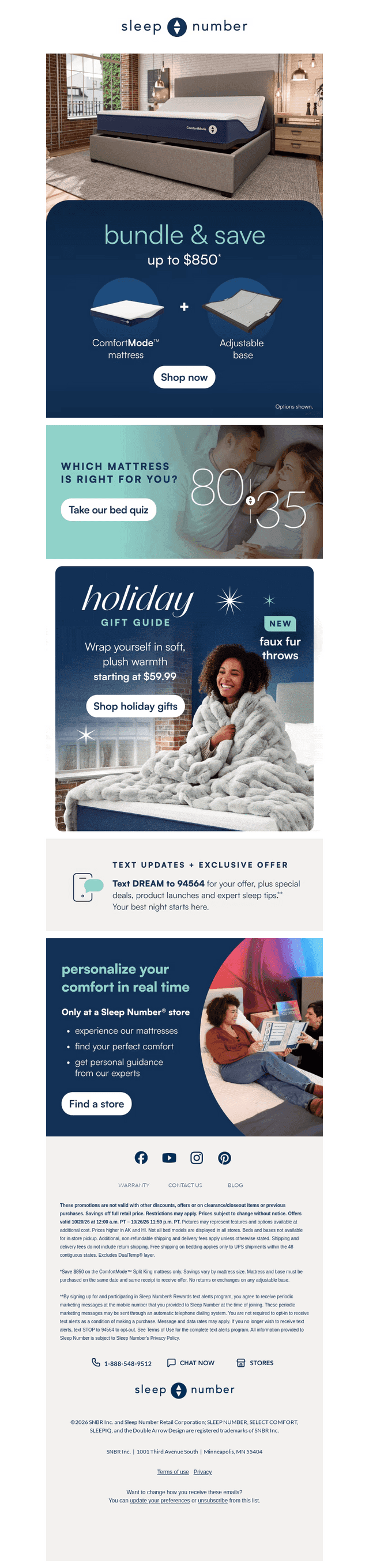 Sleep Number email from Thu, Oct 22, 2026