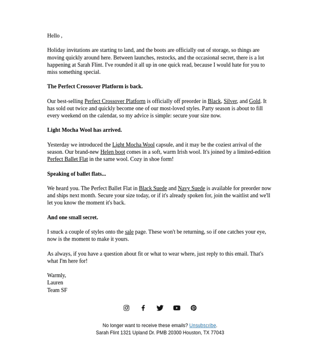 Sarah Flint email from Thu, Oct 22, 2026