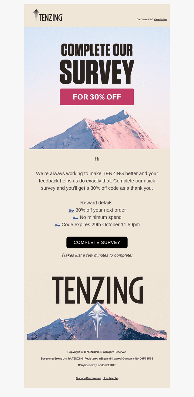 Team TENZING email from Thu, Oct 22, 2026