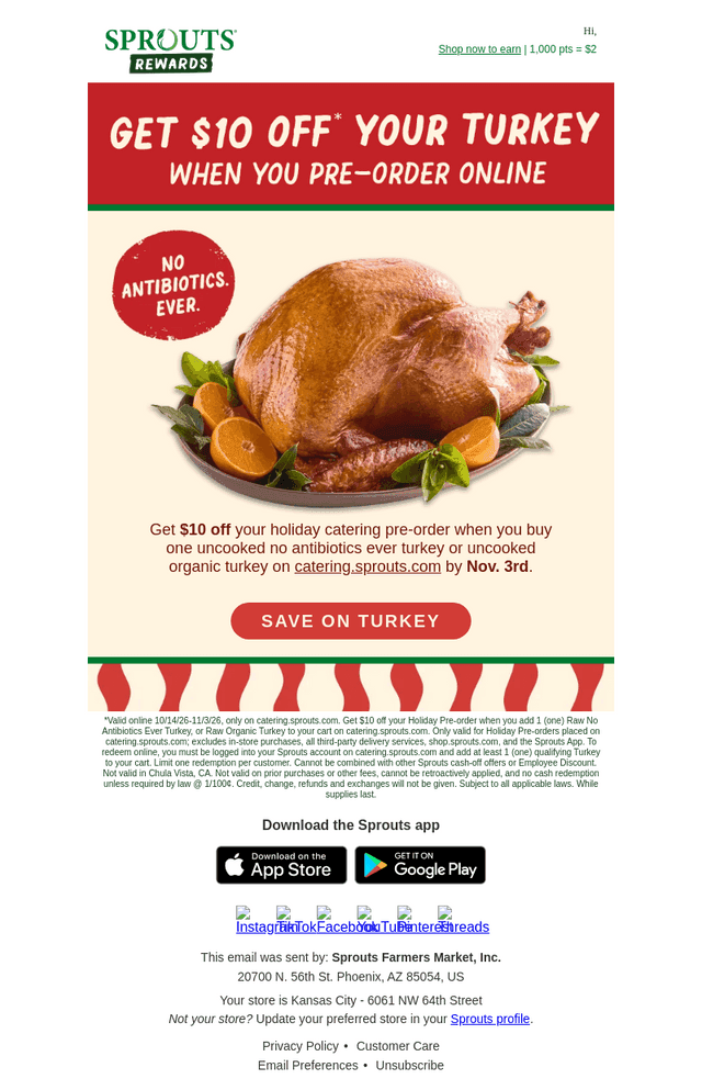 Sprouts Farmers Market email from Thu, Oct 22, 2026