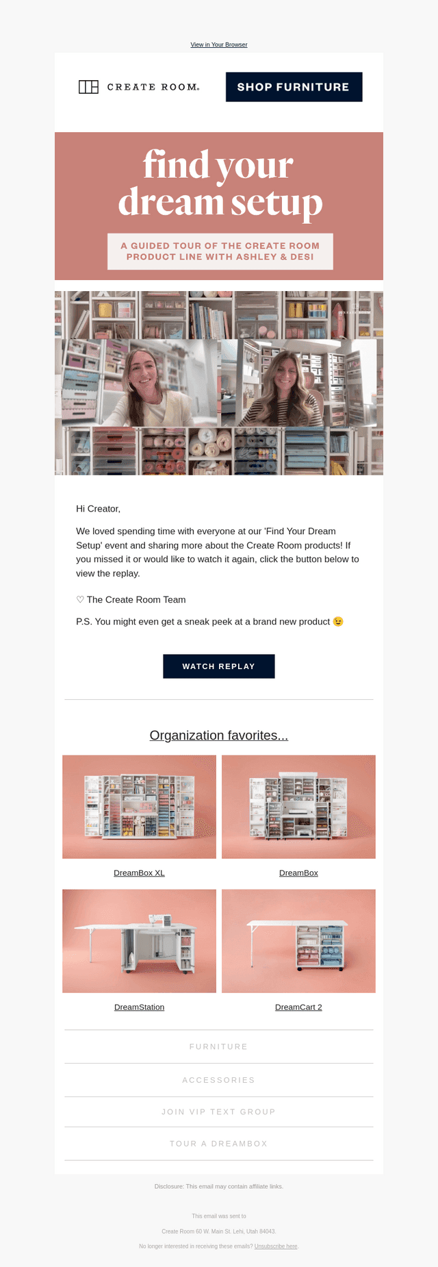 Create Room email from Thu, Oct 22, 2026