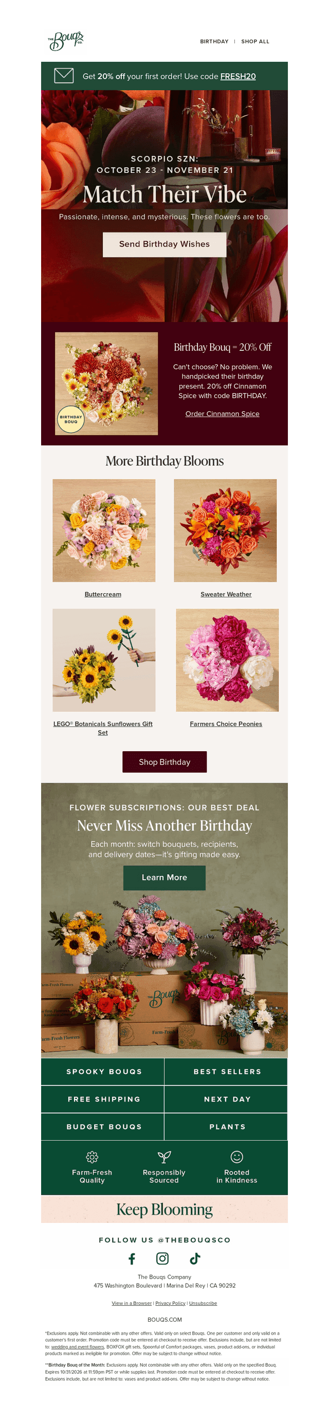 The Bouqs Co. email from Fri, Oct 23, 2026